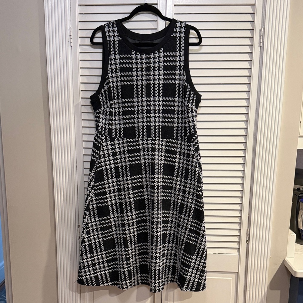 BloomChic Black and White Checkered Midi Dress